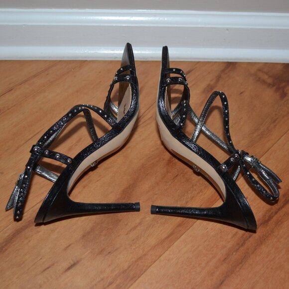 Sam Edleman Black studded Leather Ankle Strap Lennox Sandals/Heels, sz 8.5 - Picture 6 of 11